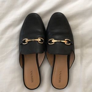 Black Loafer Mules